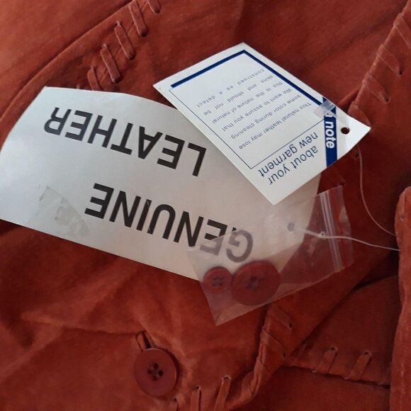 Vtg 80's JL Studio Leather Jacket Blazer Monochromatic Embroidered Orange Sz 16W - Picture 8 of 10